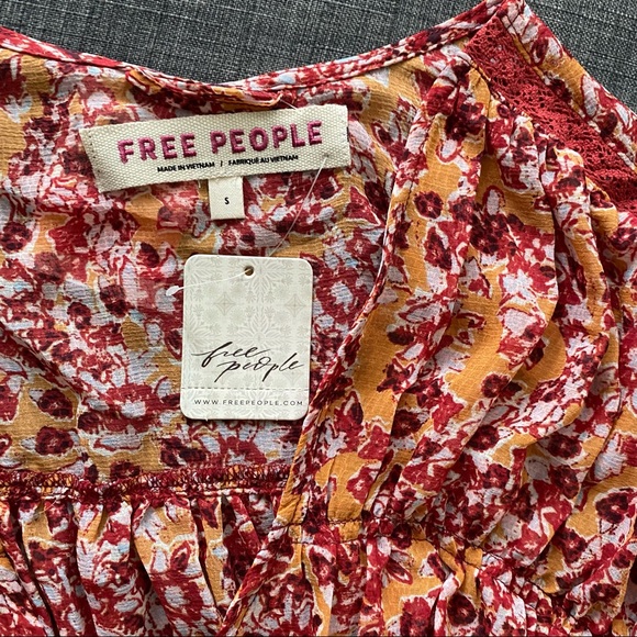 NWT Free People Lorraine Tiered Kimono Boho Pheasant Top Blouse - Picture 7 of 10